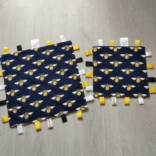 Regular and Large Navy Bee Tag Blankets